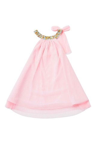 Vestido plisado - Blanco, azul, amarillo y rosa