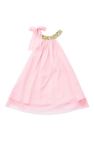 Vestido plisado - Blanco, azul, amarillo y rosa