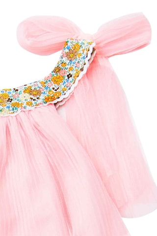 Vestido plisado - Blanco, azul, amarillo y rosa