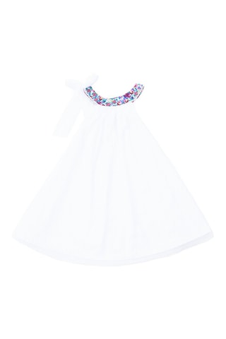 Vestido plisado - Blanco, azul y violeta
