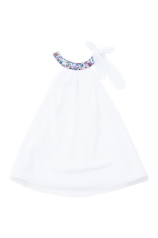 Vestido plisado - Blanco, azul y violeta