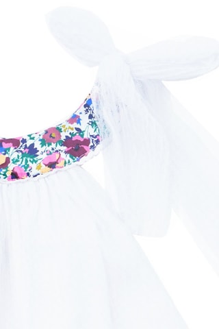 Vestido plisado - Blanco, azul y violeta