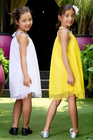 Vestido plisado - Amarillo y naranja