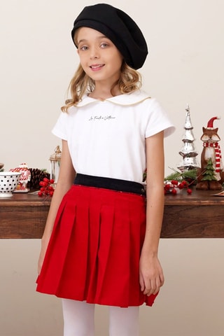 Falda plisada - Negro y rojo