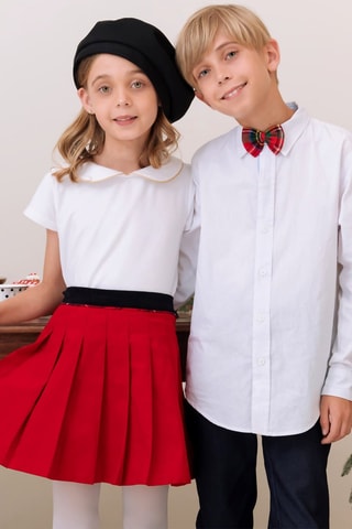 Falda plisada - Negro y rojo