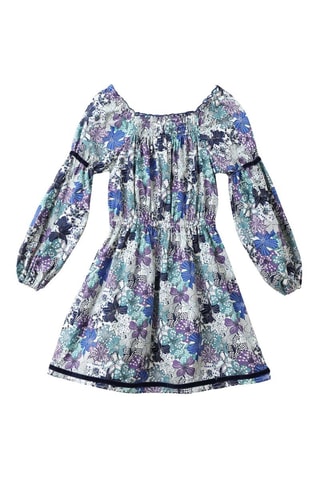 Vestido - Blanco, azul y violeta
