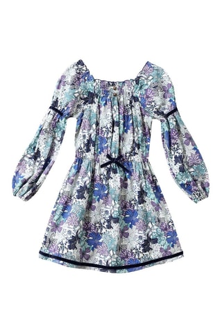 Vestido - Blanco, azul y violeta