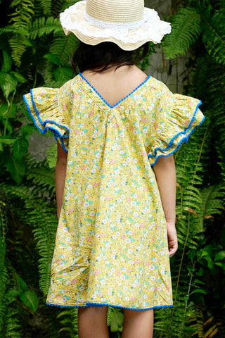 Robe - Blanc, bleu et jaune