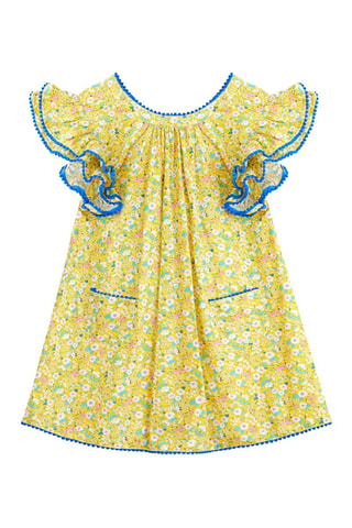 Robe - Blanc, bleu et jaune