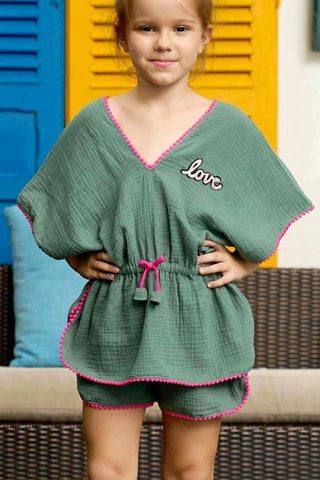 Túnica y short - Verde y rosa