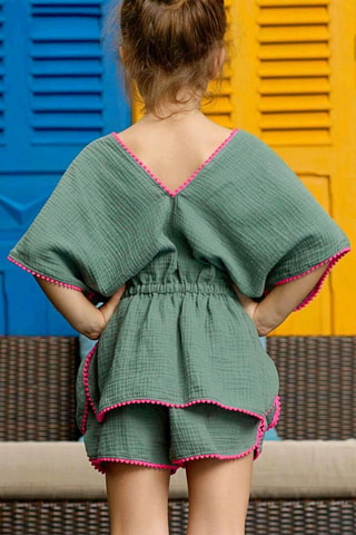 Túnica y short - Verde y rosa