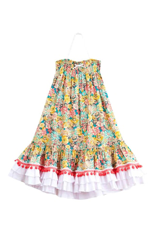 Vestido - Blanco, azul, amarillo y naranja