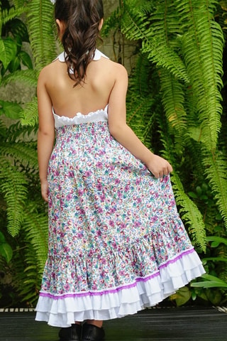 Vestido - Blanco, azul y verde