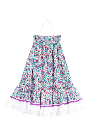 Vestido - Blanco, azul y verde