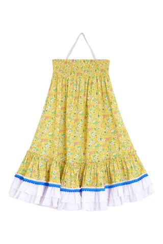 Vestido - Blanco, azul y amarillo