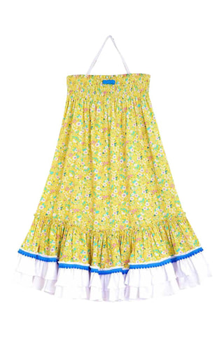 Vestido - Blanco, azul y amarillo