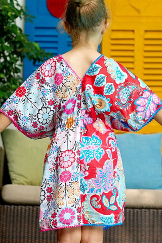 Vestido de playa - Blanco, rojo y azul