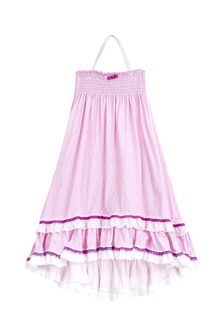 Falda larga avolantada - Blanco, violeta y rosa