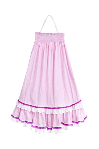 Falda larga avolantada - Blanco, violeta y rosa