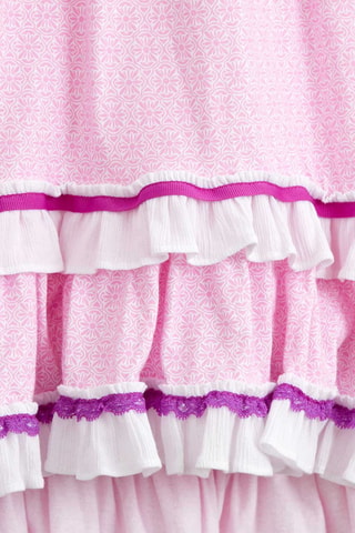 Falda larga avolantada - Blanco, violeta y rosa