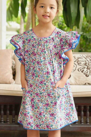 Vestido - Verde, violeta y rosa