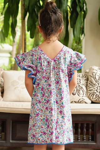 Vestido - Verde, violeta y rosa