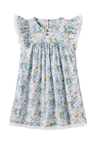 Vestido - Blanco, azul y verde