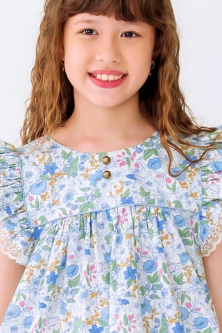 Vestido - Blanco, azul y verde