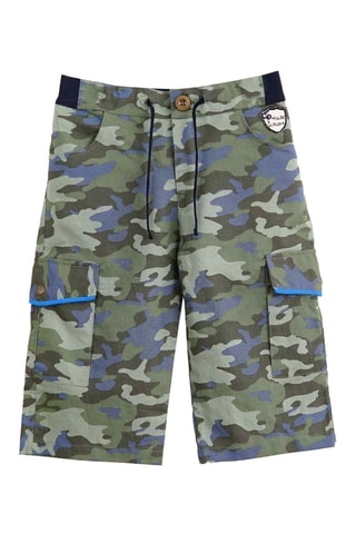 Bermudas de lino - Azul y verde