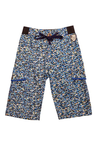 Bermudas de lino - Azul, amarillo y negro