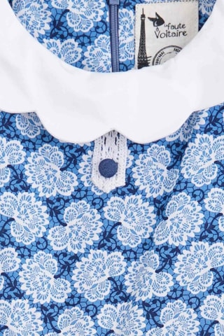 Vestido plisado - Blanco y azul
