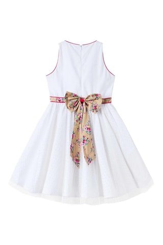 Vestido - Blanco, beige y rojo