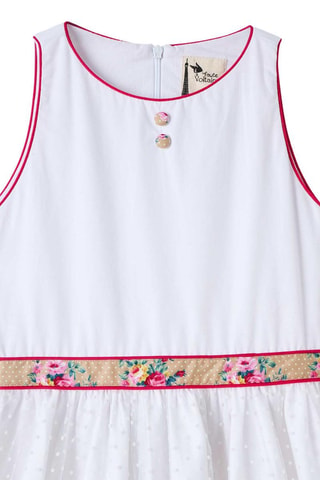Vestido - Blanco, beige y rojo