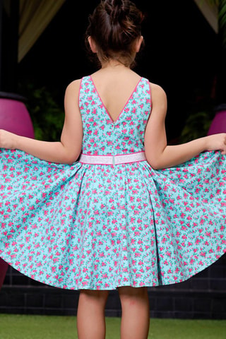 Vestido - Azul y rosa