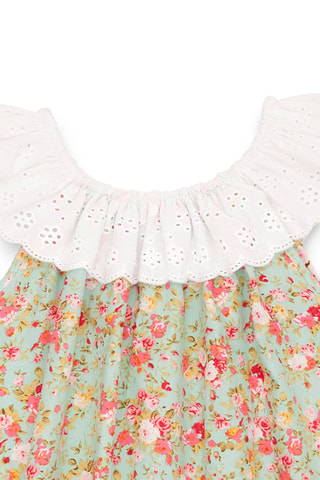 Blusa - Blanco, verde y rosa