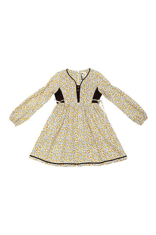Vestido - Blanco, negro, amarillo y marrón