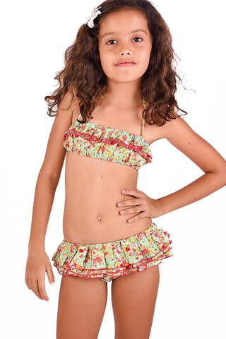 Bikini - Blanco, verde y rosa