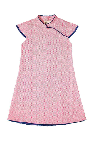 Vestido trapecio - Azul y rosa