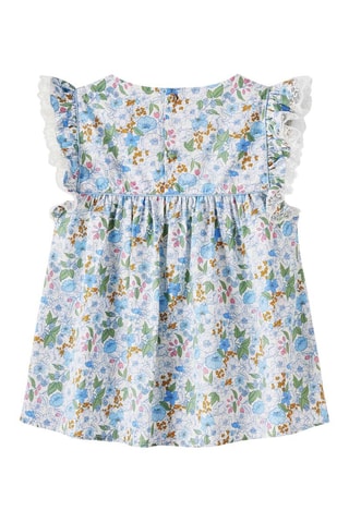 Blusa - Blanco, azul y verde