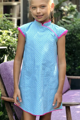Vestido - Azul y rosa