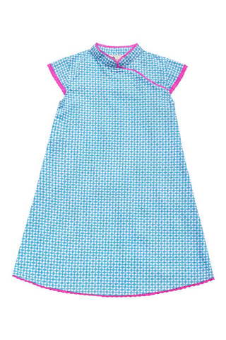 Vestido - Azul y rosa