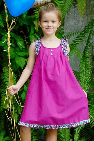 Vestido - Blanco, azul y violeta