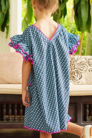 Vestido - Blanco, azul y rosa