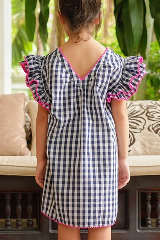 Vestido - Blanco, azul y rosa