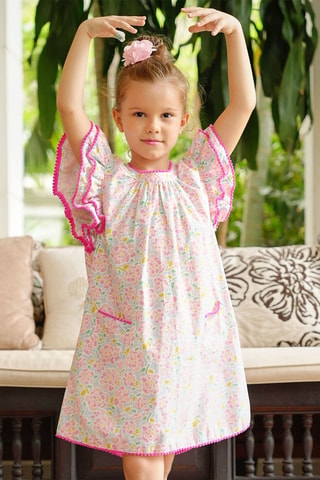 Vestido - Blanco, amarillo y rosa
