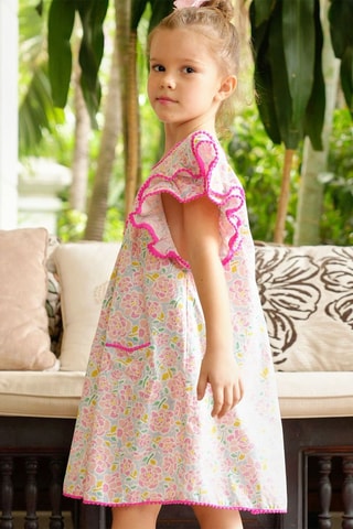 Vestido - Blanco, amarillo y rosa
