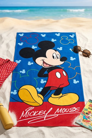Toalla de playa Mickey Disney - Azul y rojo - 70 x 140 cm