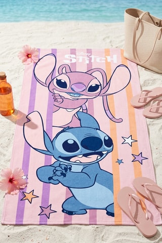 Toalla de playa Ángel y Stitch Lilo y Stitch Disney - Rosa - 70 x 140 cm