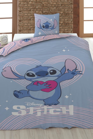 Juego de nórdico reversible Stitch Lilo y Stitch Disney - Azul y rosa