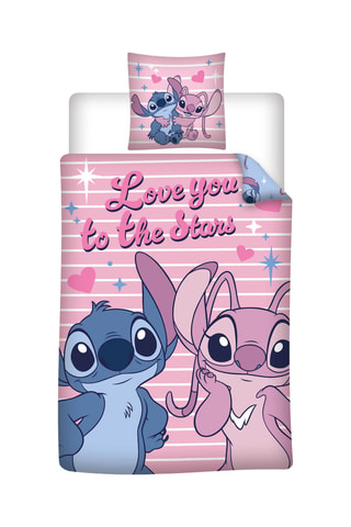 Juego de nórdico reversible Ángel y Stitch Lilo y Stitch Disney - Azul y rosa